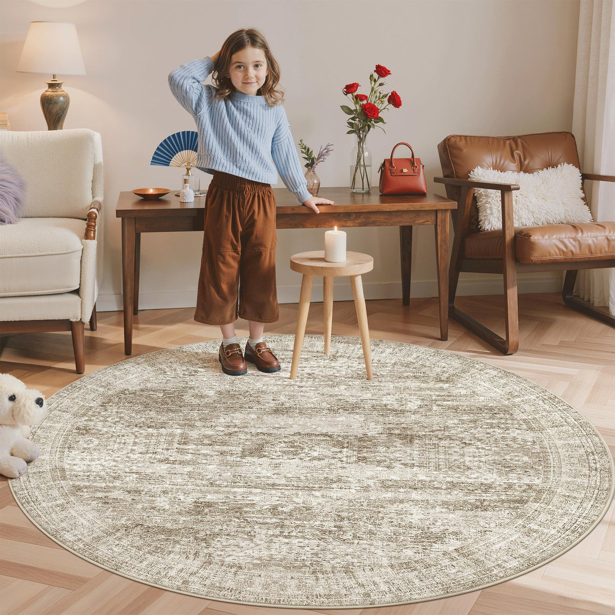 Washable Area Rug with Non Slip Backing