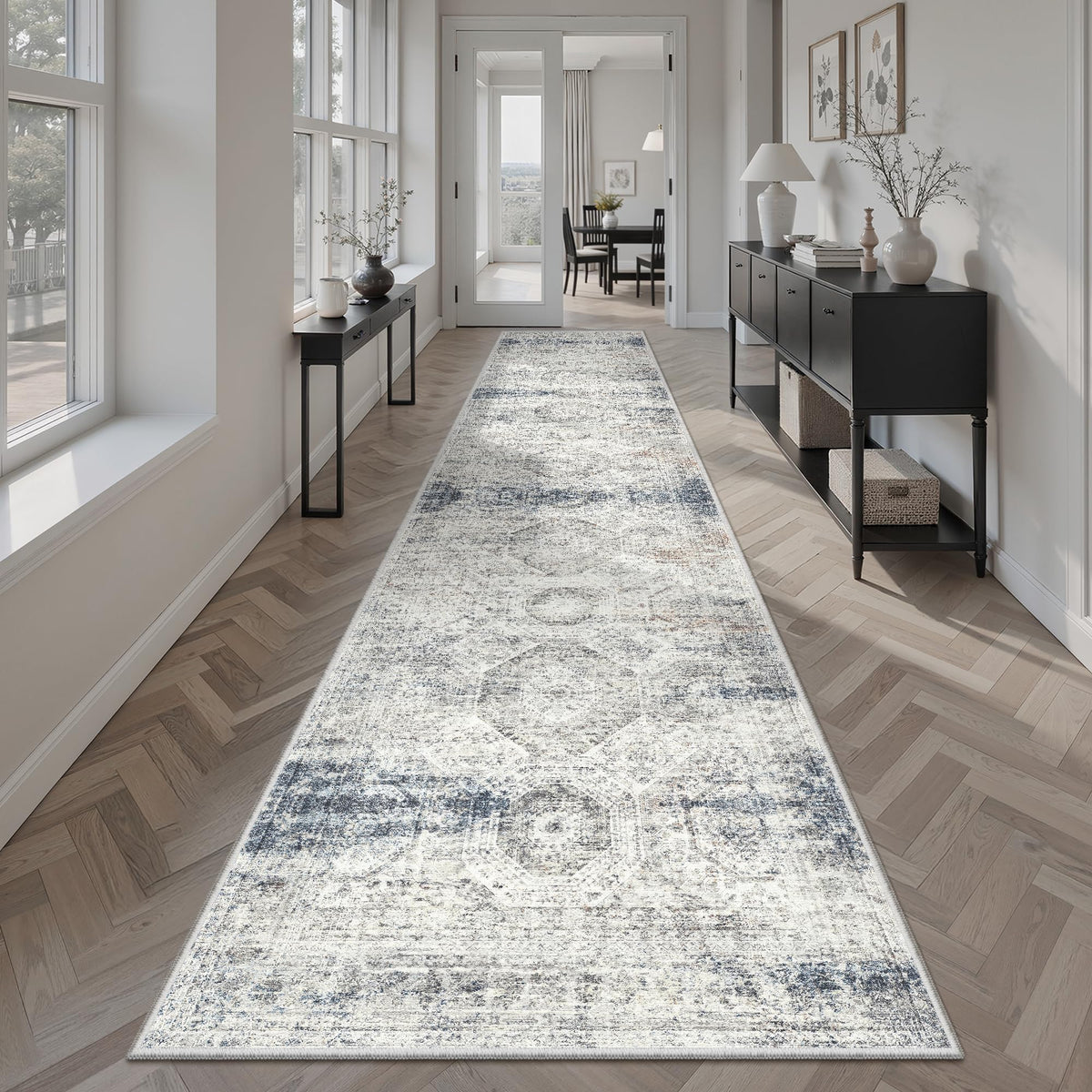 Washable Area Rug with Non Slip Backing