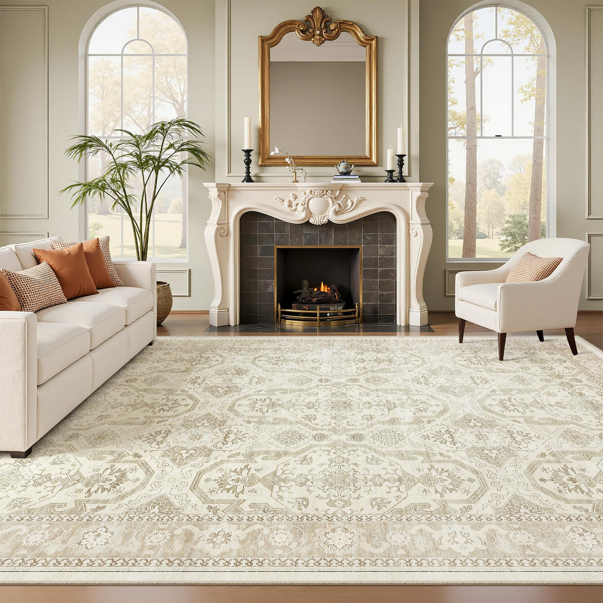 Washable Area Rug with Non Slip Backing