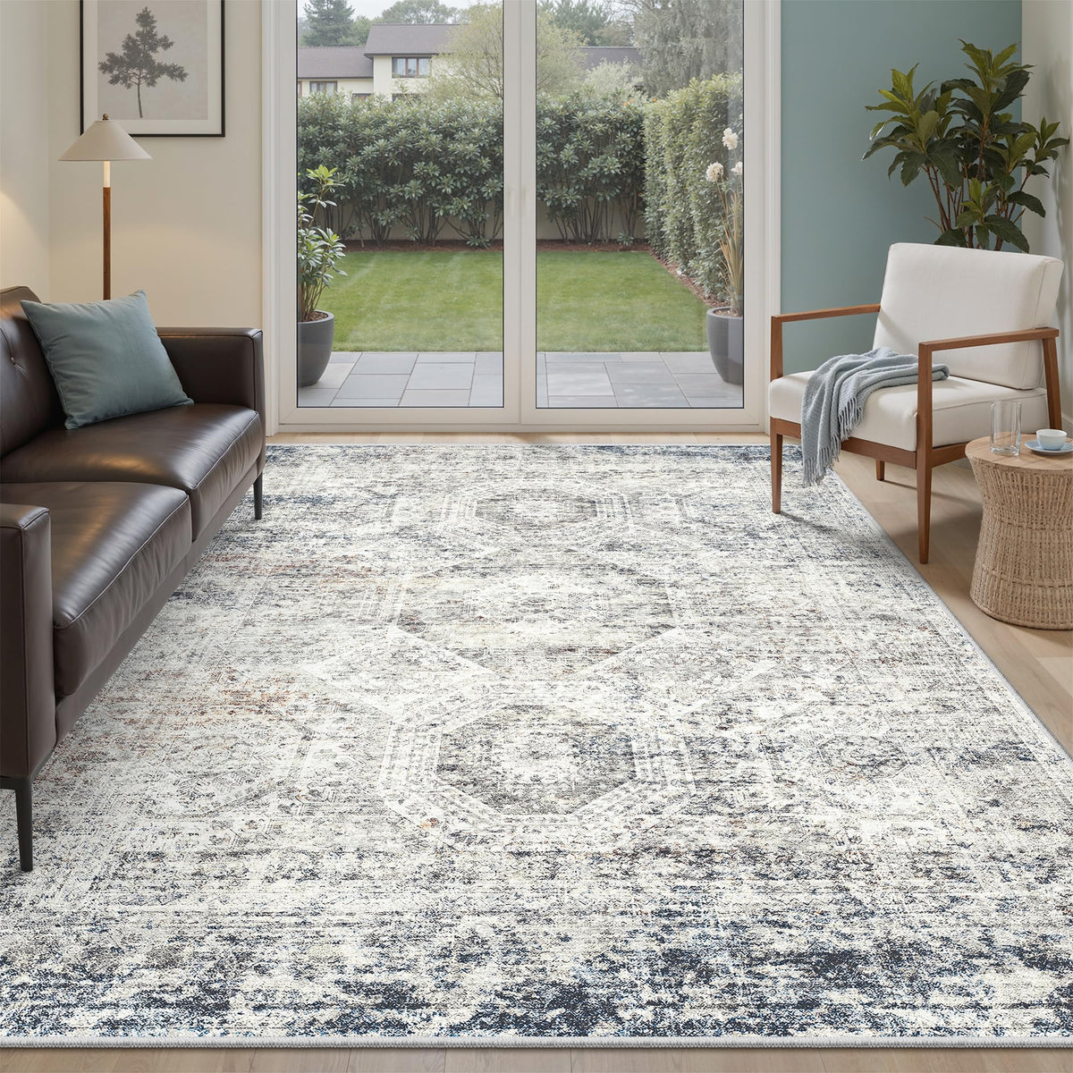 Washable Area Rug with Non Slip Backing