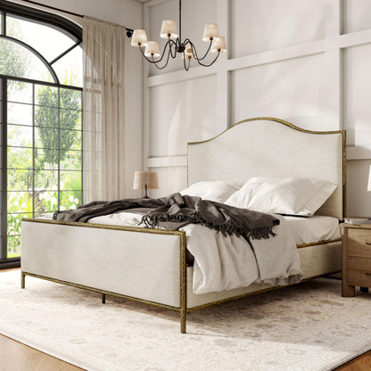 Metal Upholstered Bed – Hammered Steel Frame