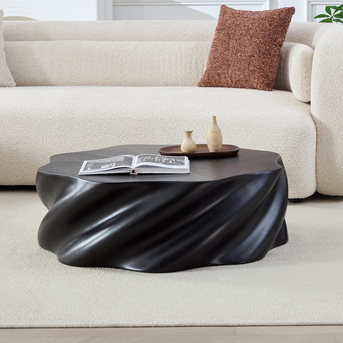 Oval Fiberglass Coffee Table with Minimalist Design