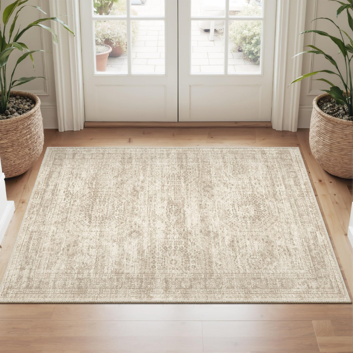 Washable Area Rug with Non Slip Backing