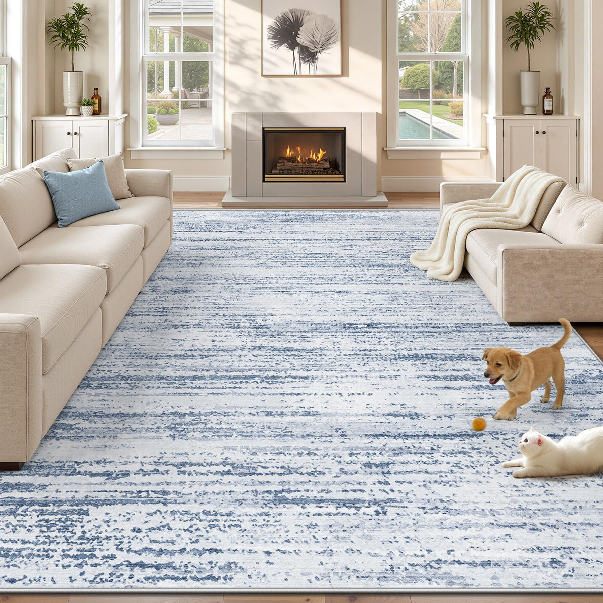Washable Area Rug with Modern Printed Design