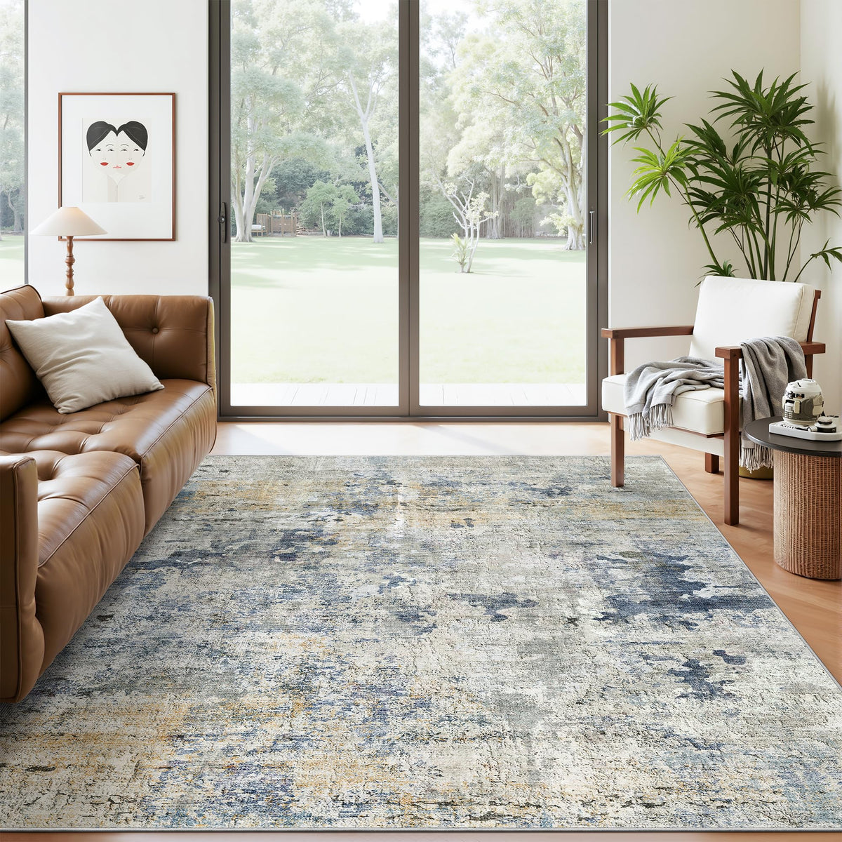Washable Area Rug with Non Slip Backing