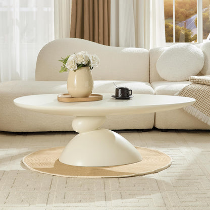Oval Fiberglass Coffee Table with Minimalist Design