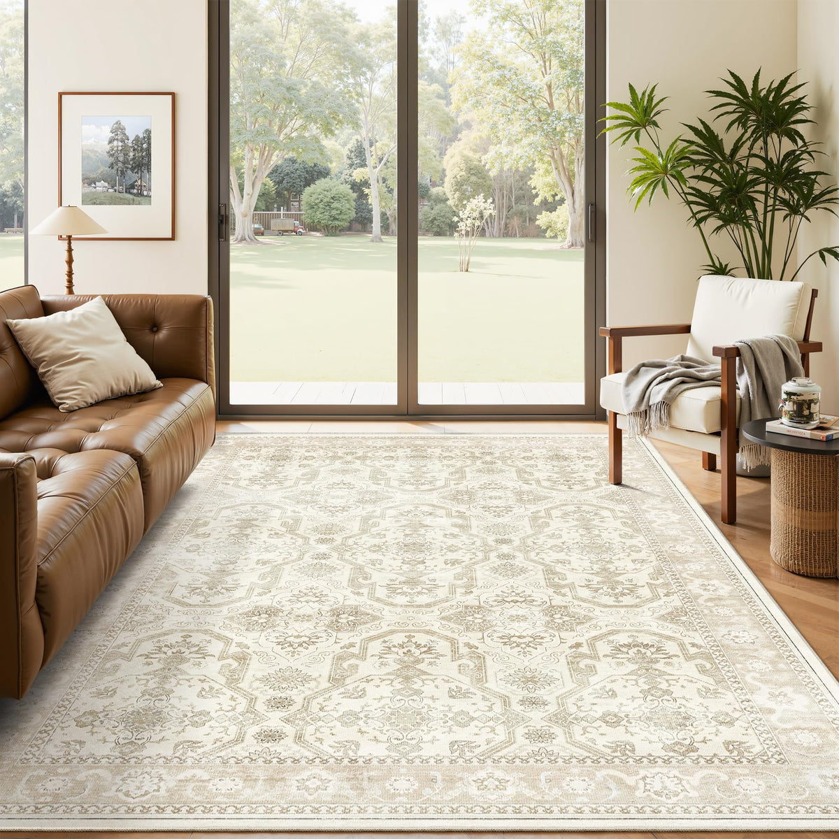 Washable Area Rug with Non Slip Backing