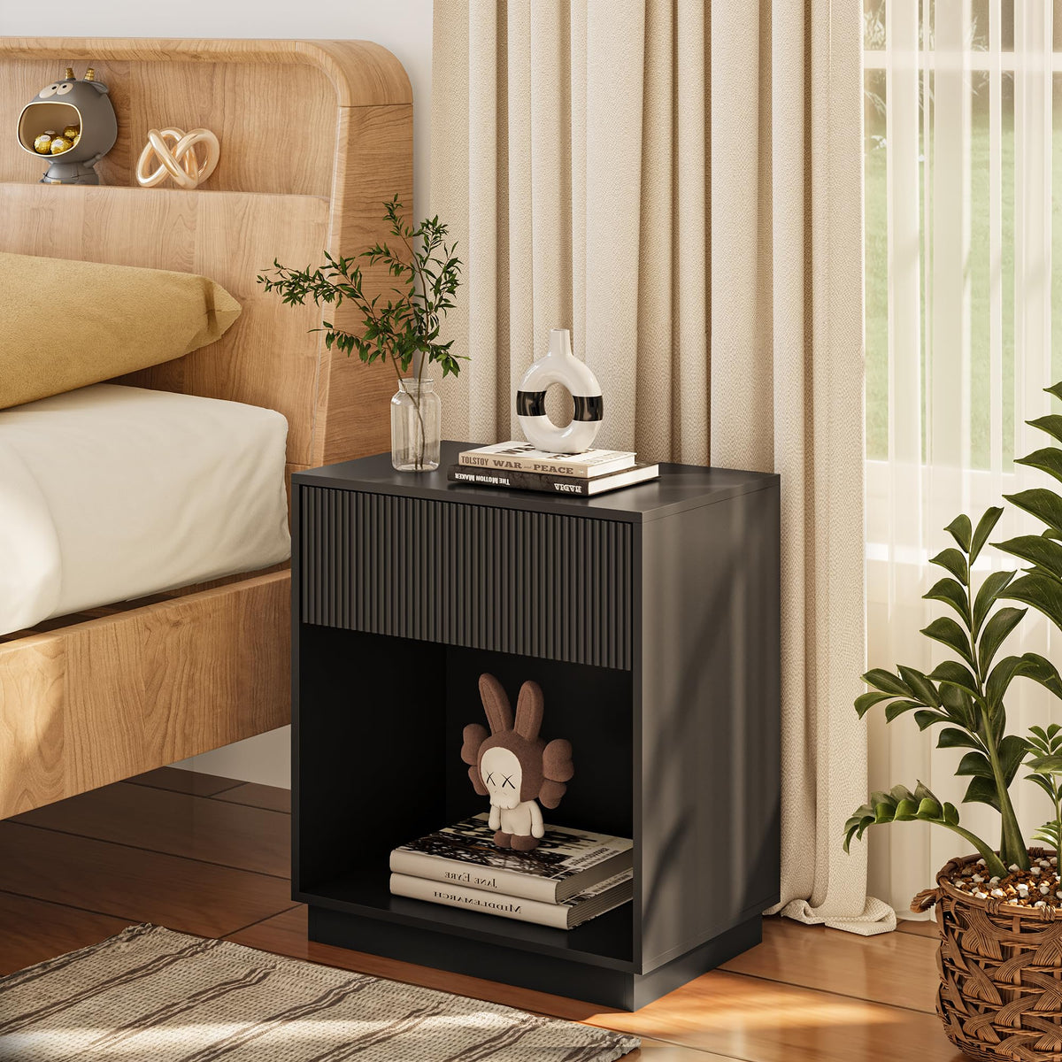 Fluted Nightstands – Modern Storage Set of 2