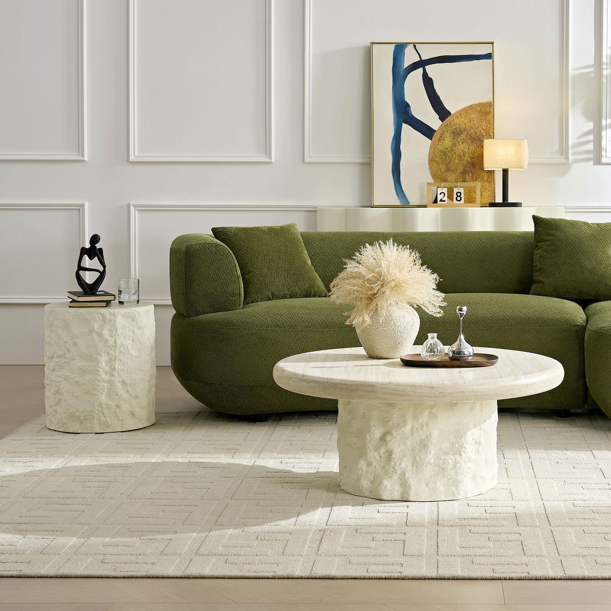 Round Fiberglass Coffee Table with Modern Design