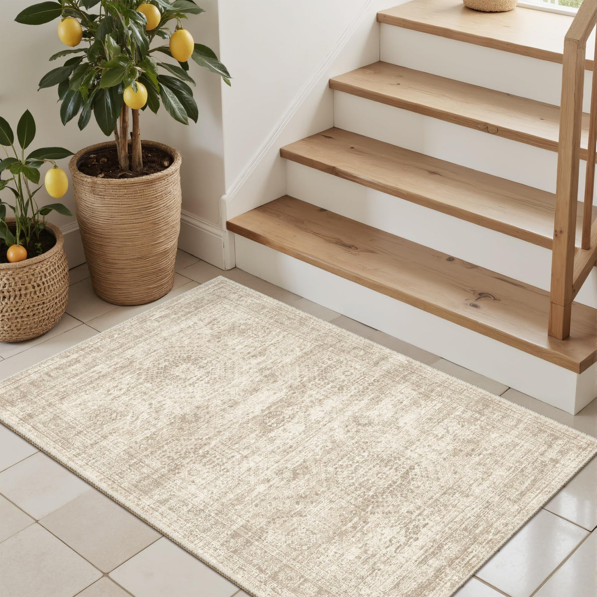 Washable Area Rug with Non Slip Backing