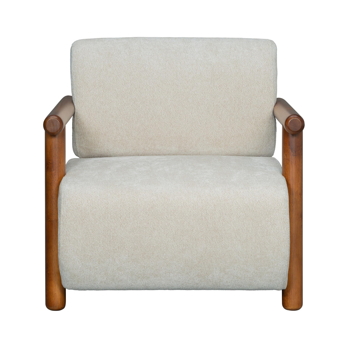 Chenille Accent Chair – Low-Profile Wood Frame