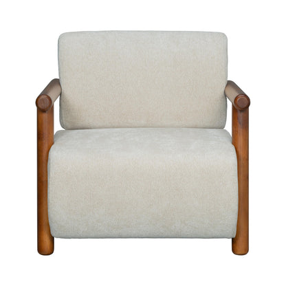 Chenille Accent Chair – Low-Profile Wood Frame