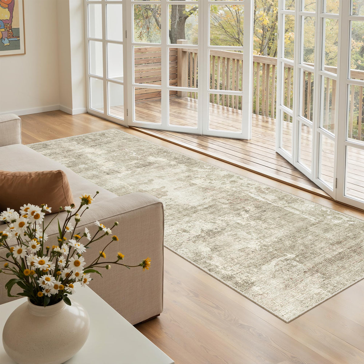 Washable Area Rug with Non Slip Backing