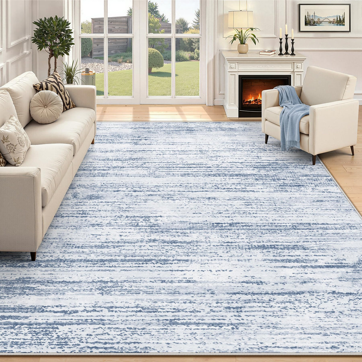 Washable Area Rug with Modern Printed Design