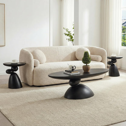 Oval Fiberglass Coffee Table with Minimalist Design