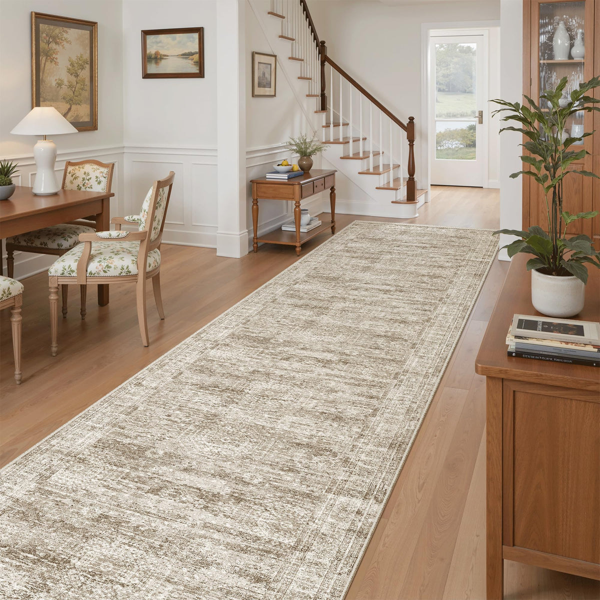 Washable Area Rug with Non Slip Backing