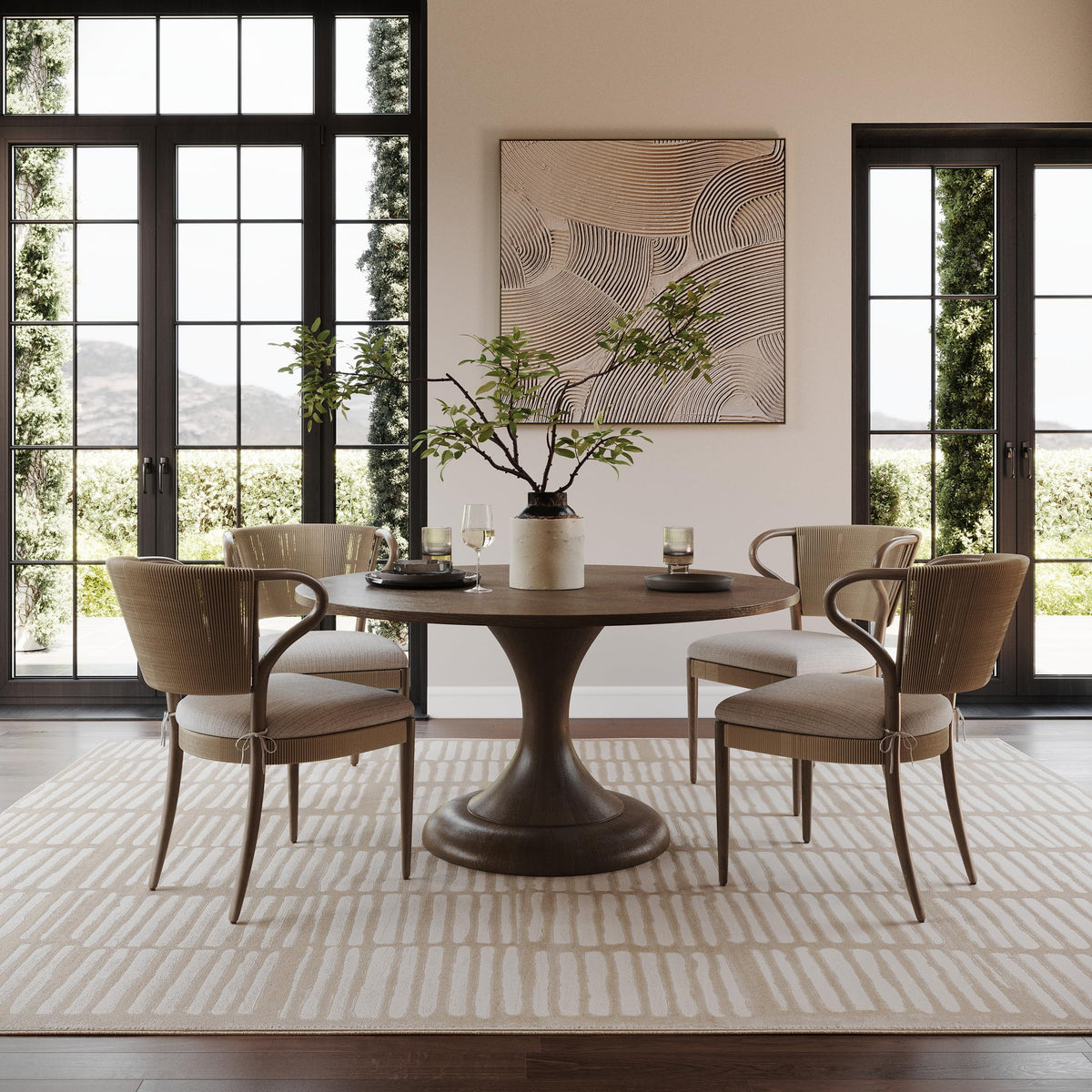 Plaid Jute Area Rug with Natural Woven Texture