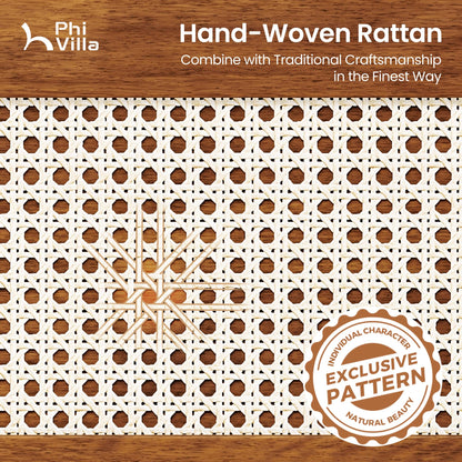 Wood Platform Bed – Rattan Headboard Design
