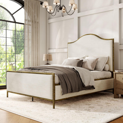 Metal Upholstered Bed – Hammered Steel Frame