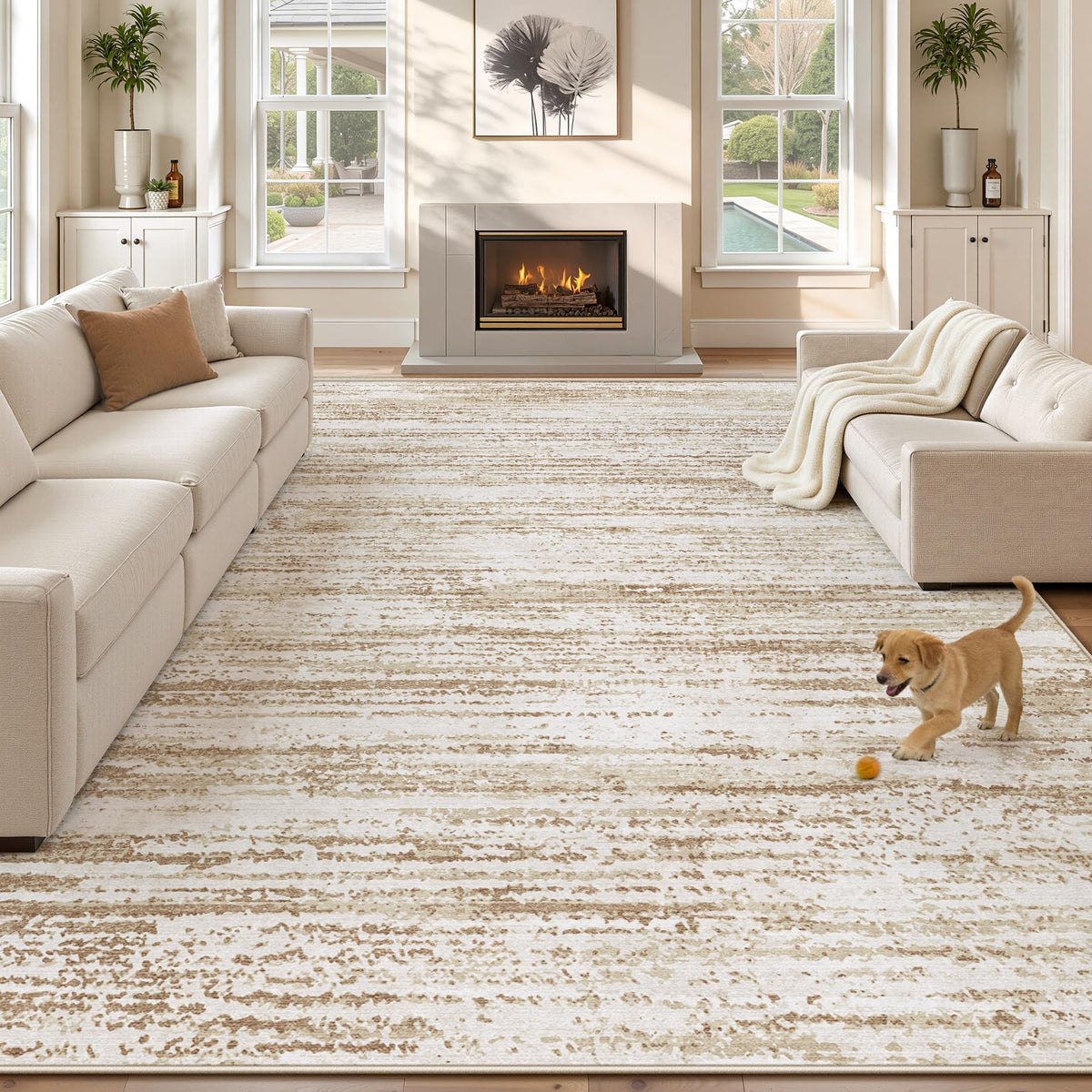 Washable Area Rug with Modern Printed Design