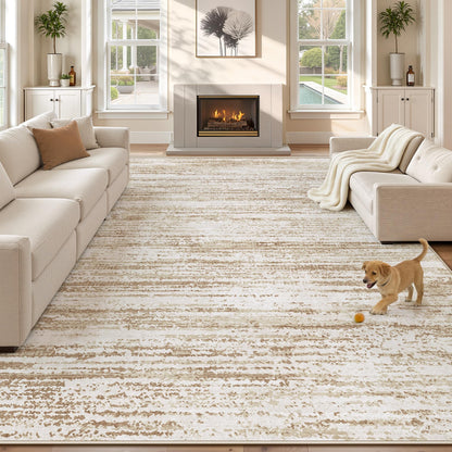 Washable Area Rug with Modern Printed Design