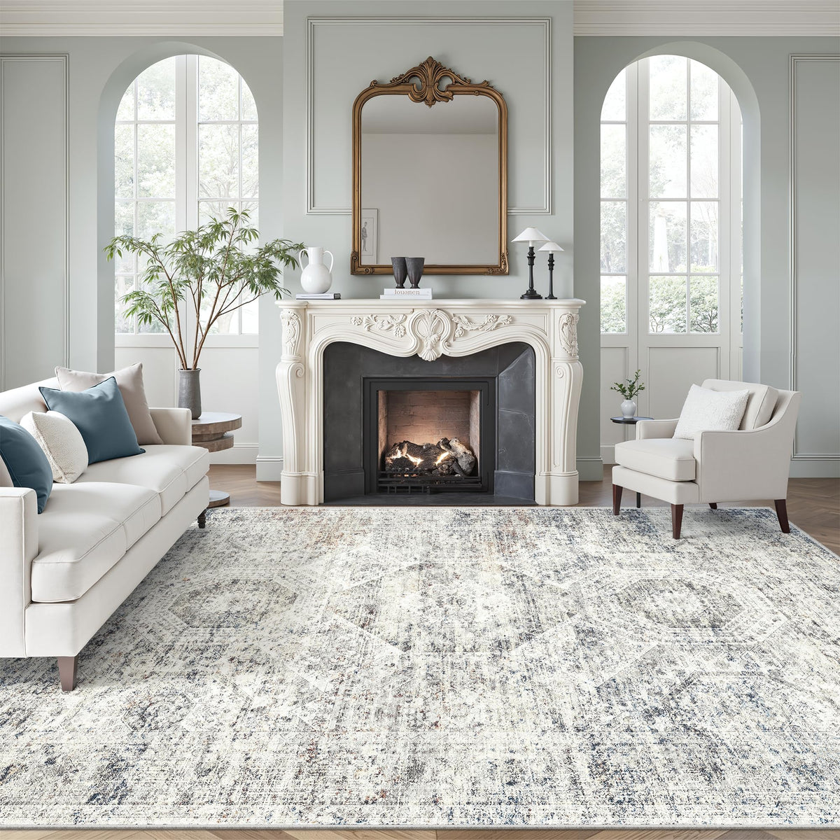 Washable Area Rug with Non Slip Backing