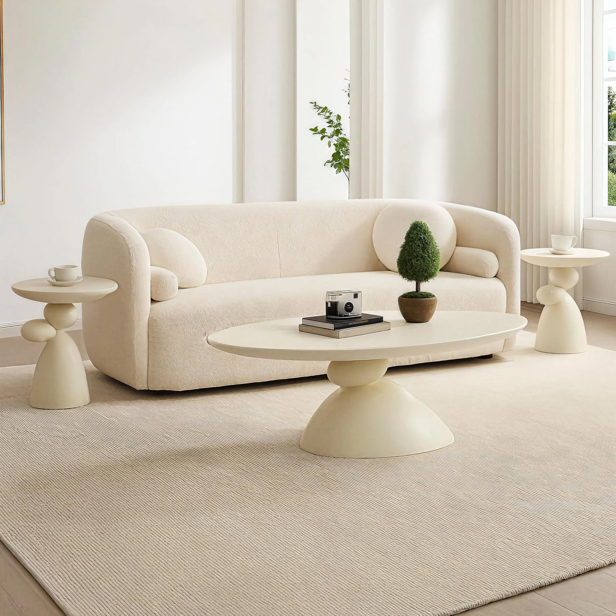 Oval Fiberglass Coffee Table with Minimalist Design