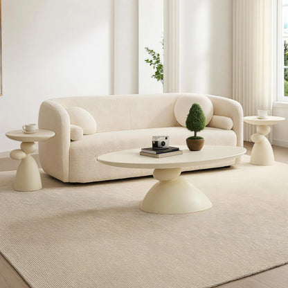 Oval Fiberglass Coffee Table with Minimalist Design