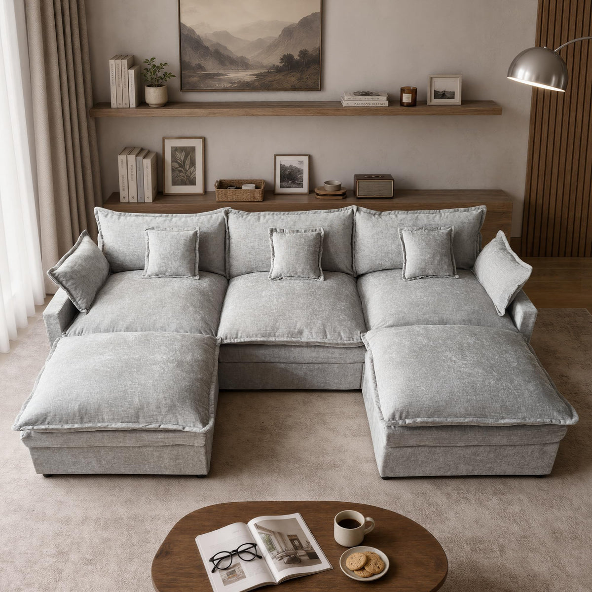 108" Modular Cloud Sectional Sofa with Ottoman