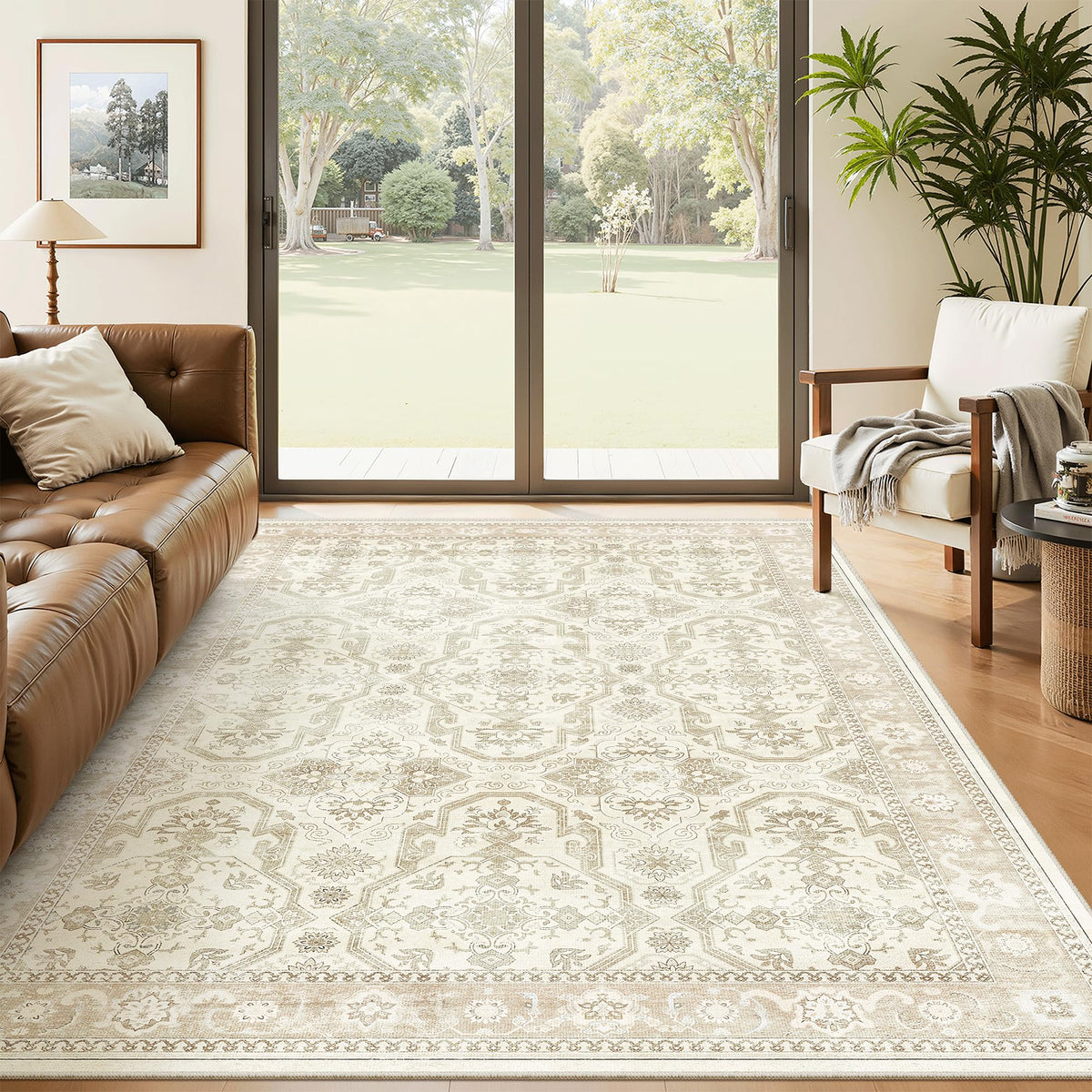 Washable Area Rug with Non Slip Backing