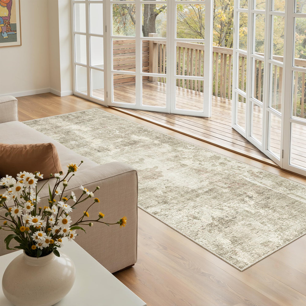 Washable Area Rug with Non Slip Backing
