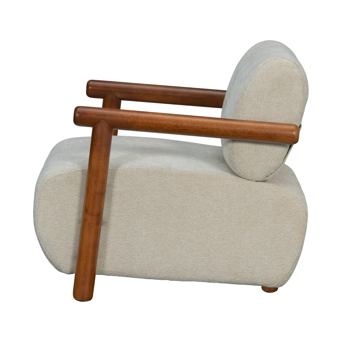 Chenille Accent Chair – Low-Profile Wood Frame