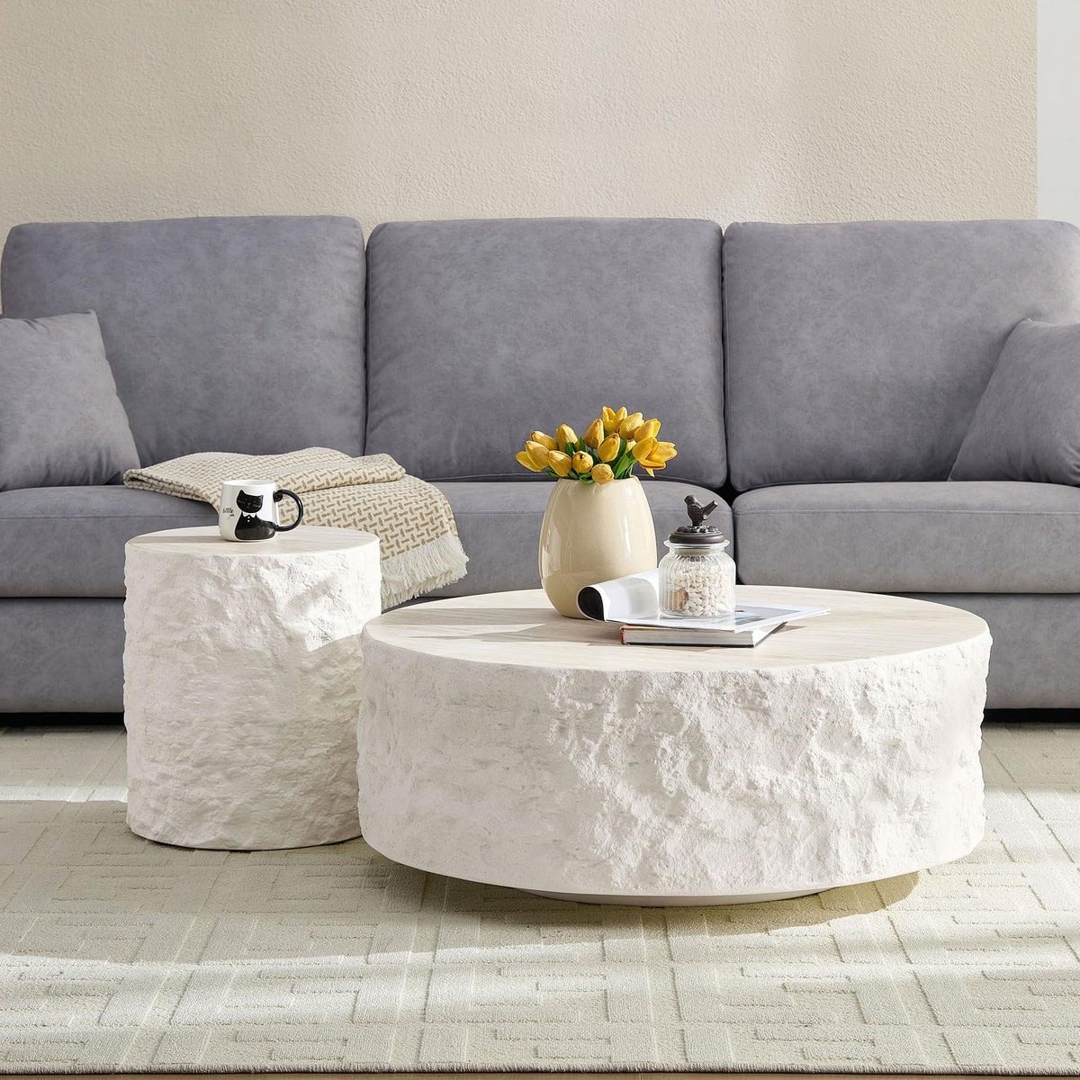 Round Fiberglass Coffee Table with Modern Design