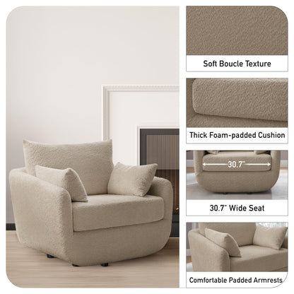Oversized Swivel Accent Chair – Soft Bouclé Design