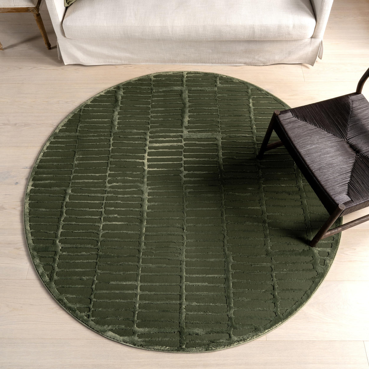 Plaid Jute Area Rug with Natural Woven Texture