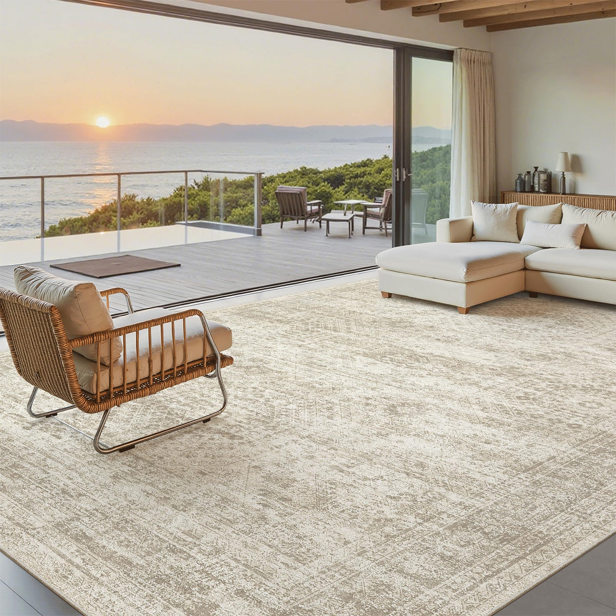 Washable Area Rug with Non Slip Backing