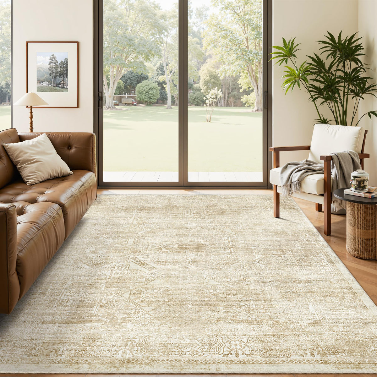 Washable Area Rug with Non Slip Backing