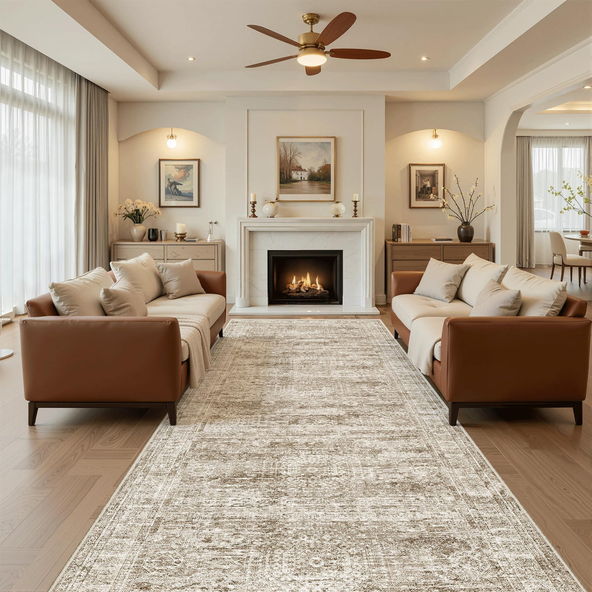 Washable Area Rug with Non Slip Backing