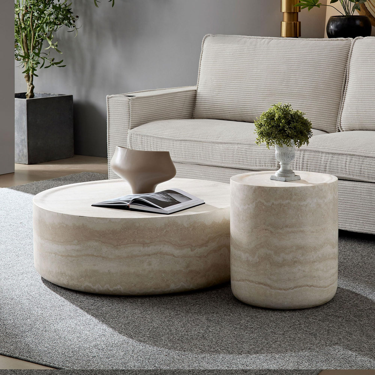 Round Fiberglass Coffee Table with Modern Design