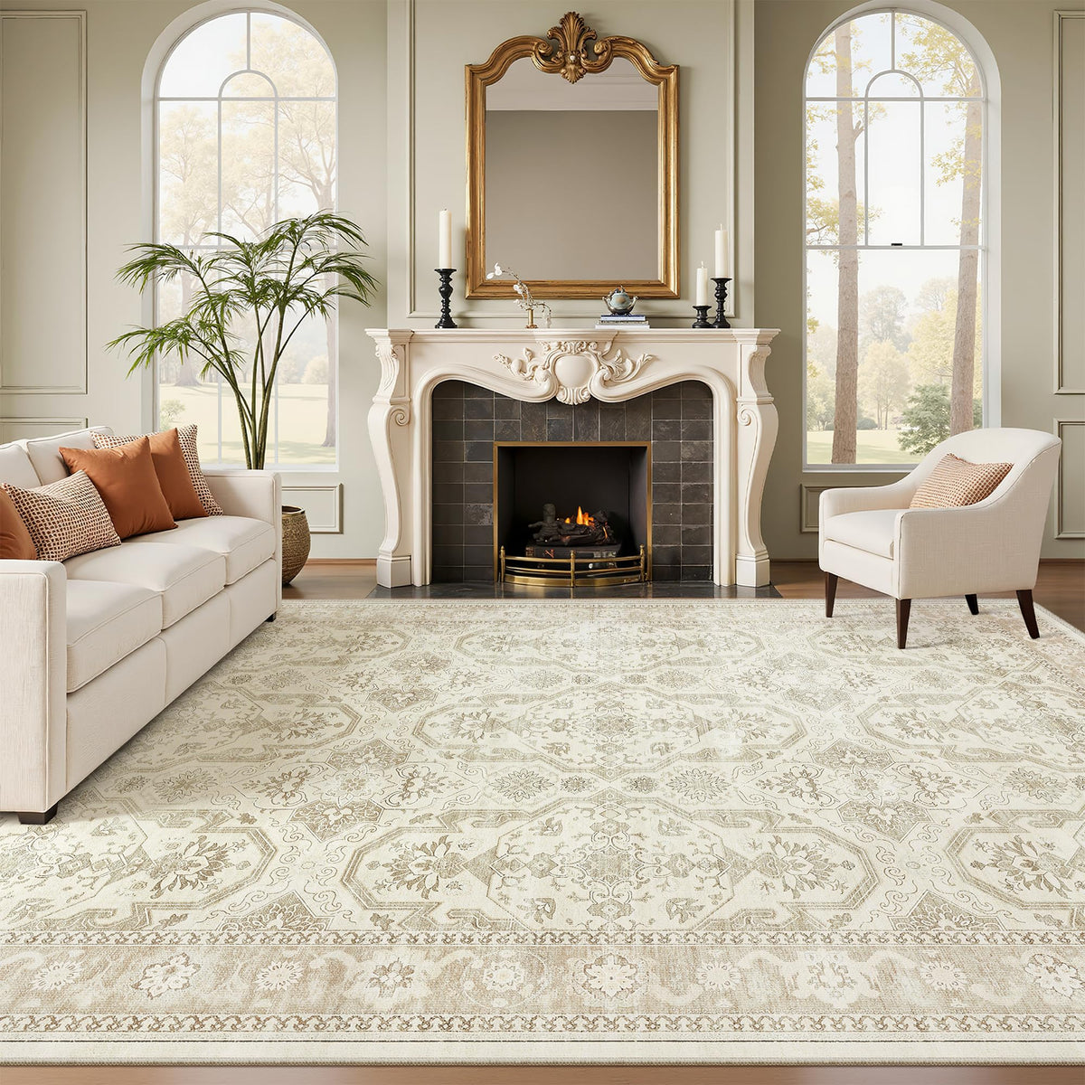 Washable Area Rug with Non Slip Backing