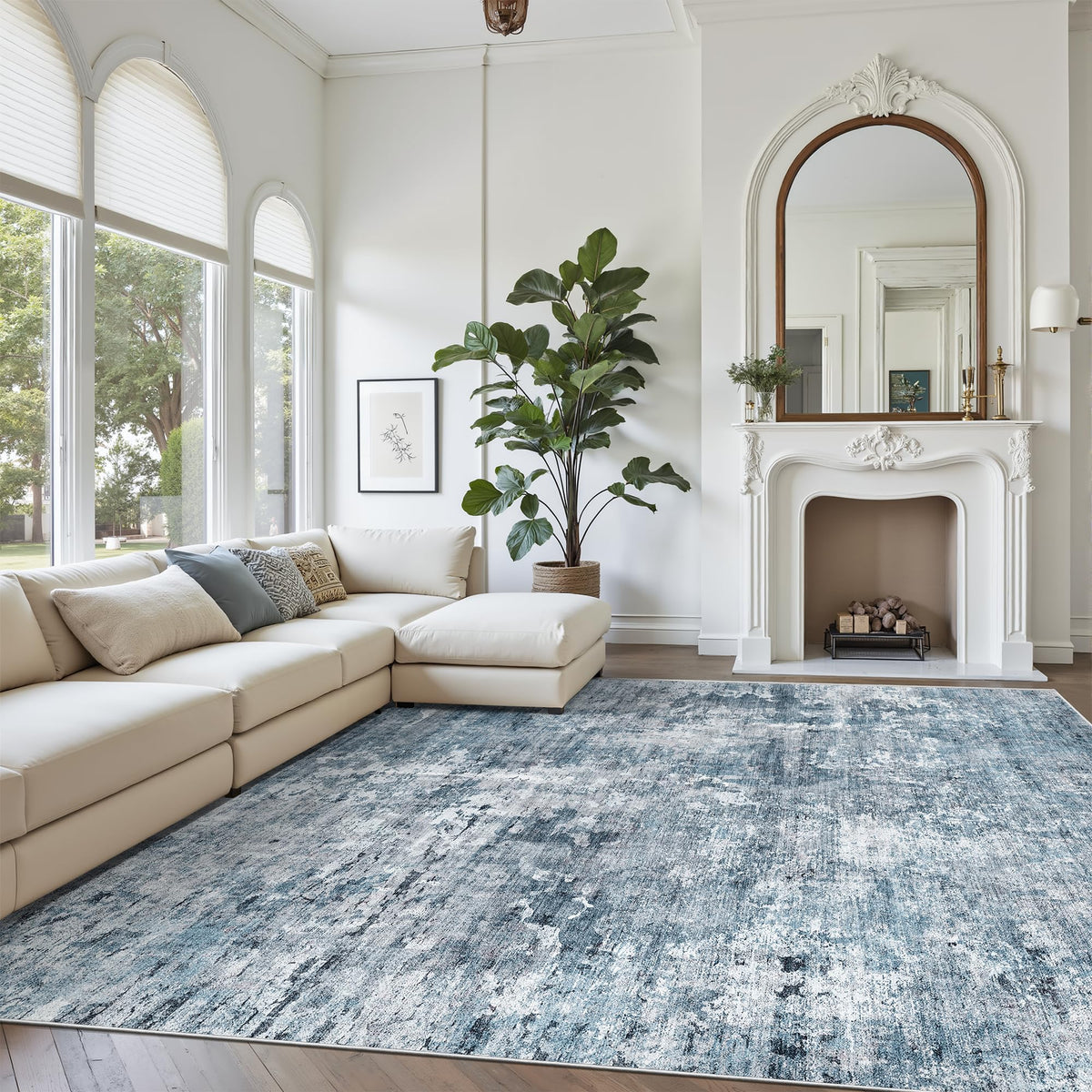 Washable Area Rug with Non Slip Backing