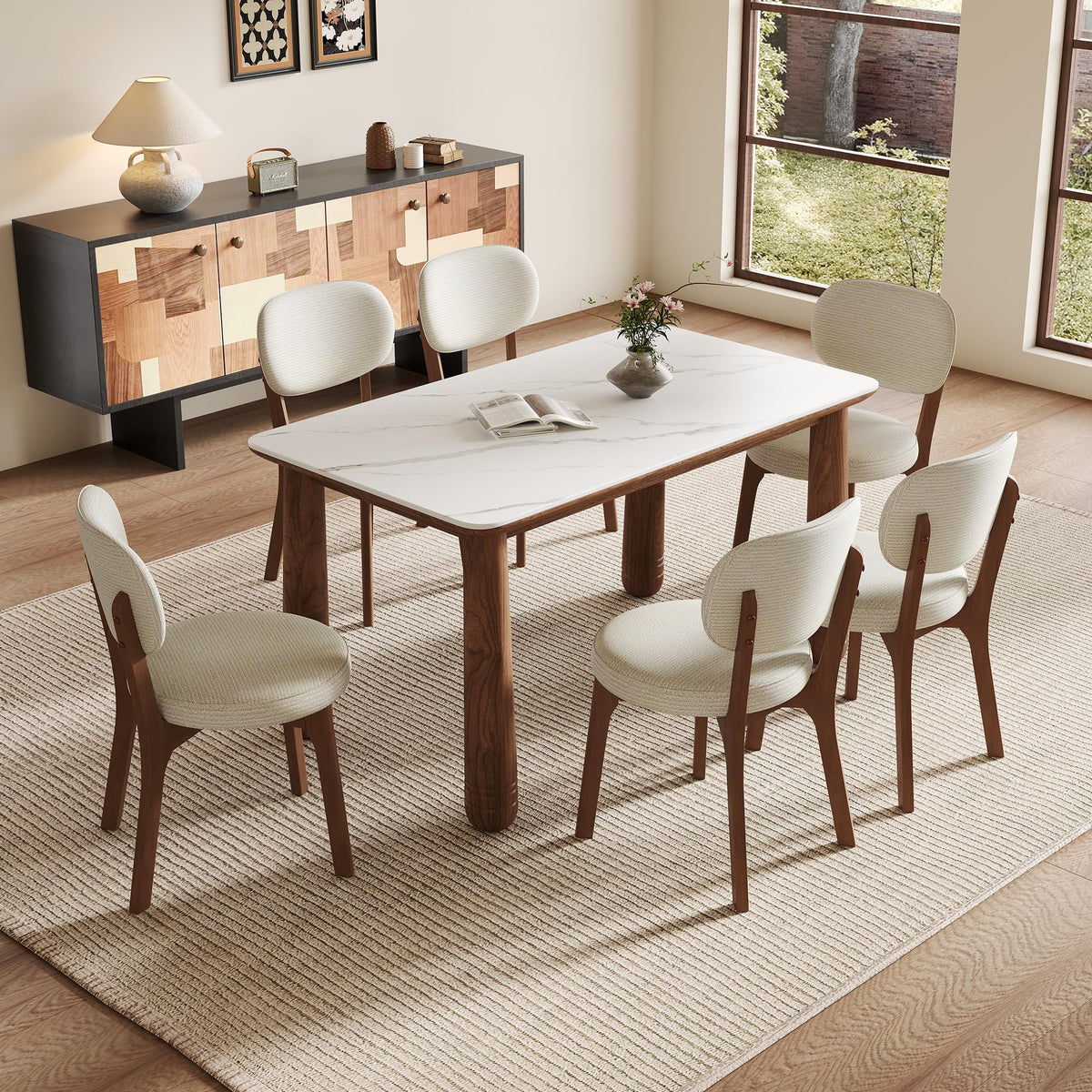 Sintered Stone Dining Table Set for 6