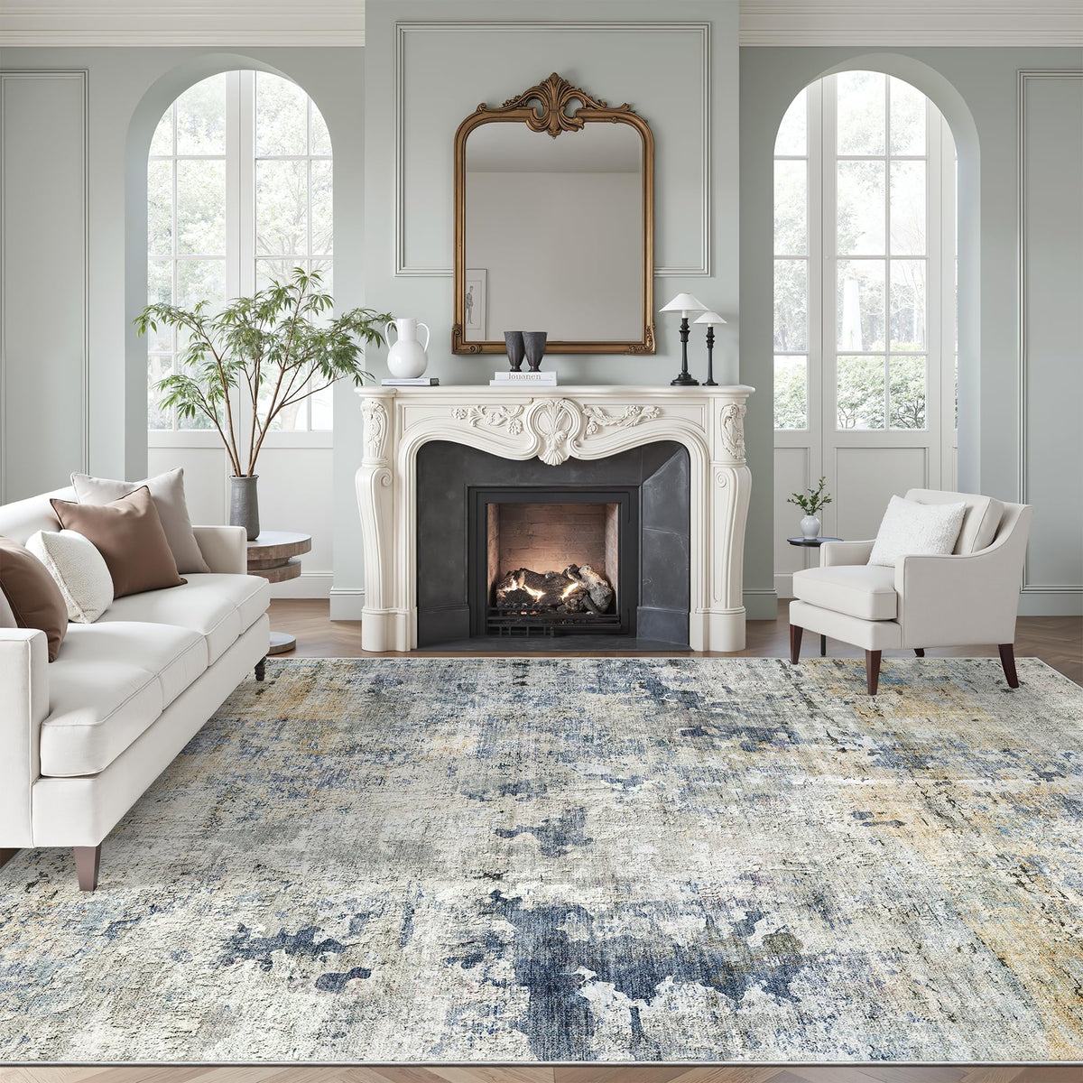 Washable Area Rug with Non Slip Backing