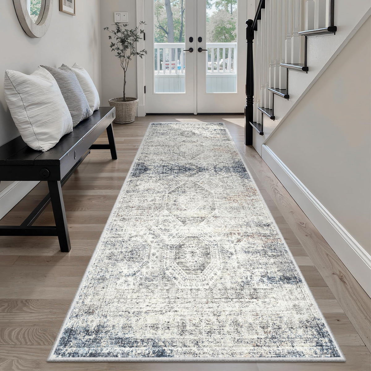 Washable Area Rug with Non Slip Backing