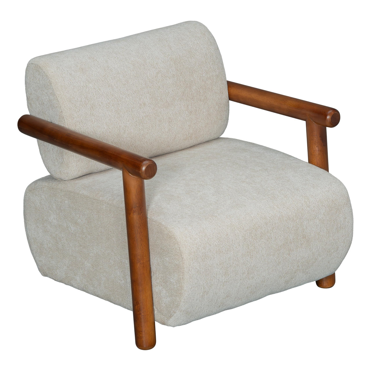 Chenille Accent Chair – Low-Profile Wood Frame
