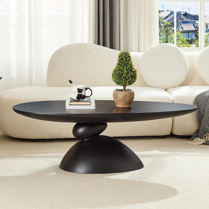 Oval Fiberglass Coffee Table with Minimalist Design
