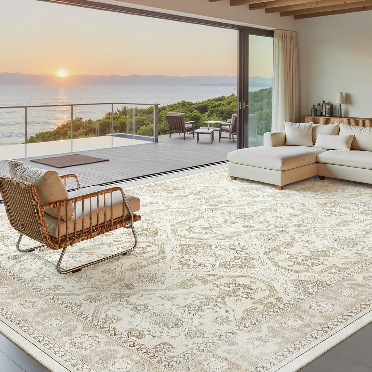 Washable Area Rug with Non Slip Backing