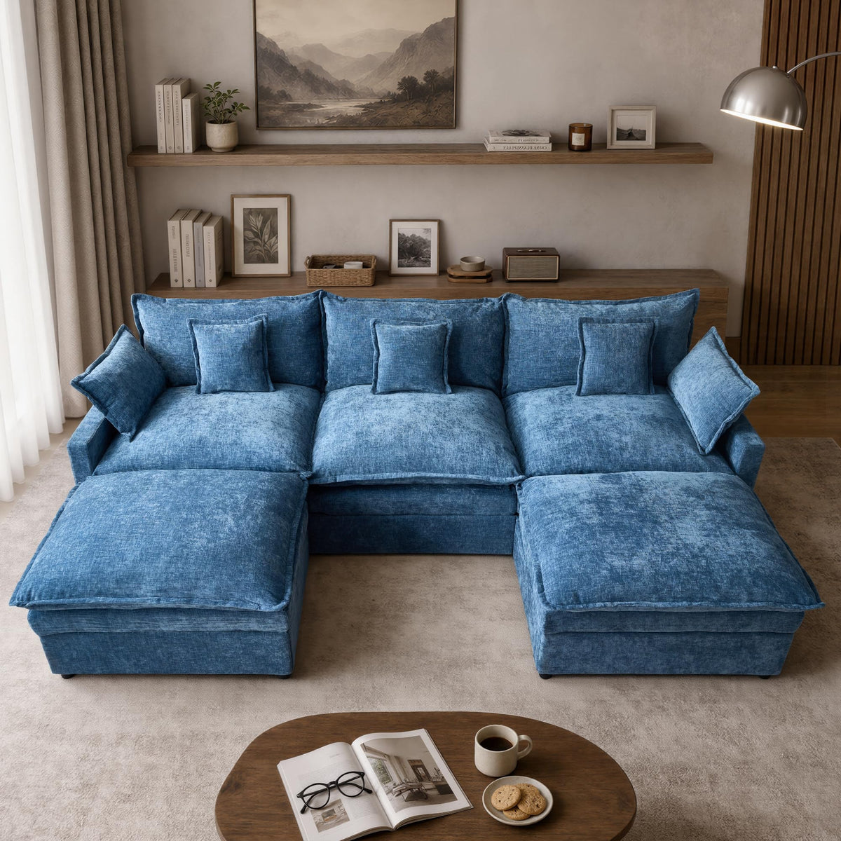 108" Modular Cloud Sectional Sofa with Ottoman