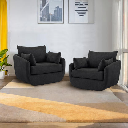 Oversized Swivel Accent Chair – Soft Bouclé Design