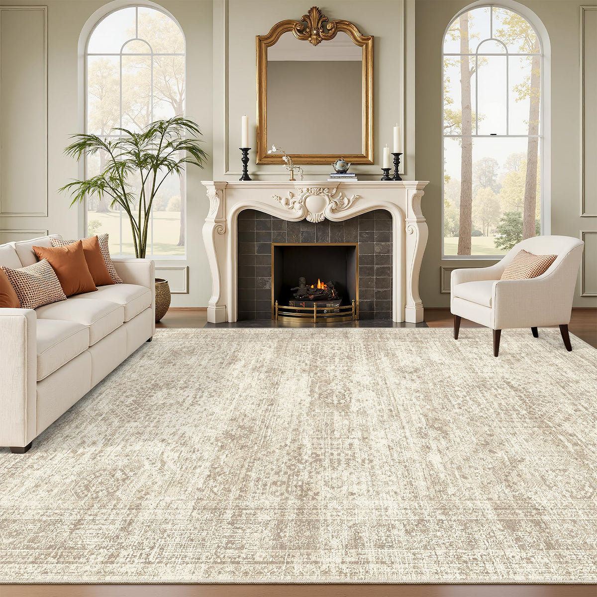 Washable Area Rug with Non Slip Backing
